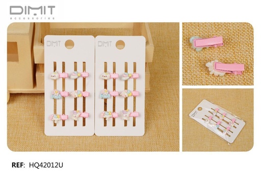 [8435693870227] Pack de 6 mini pinzas unicornio - Pack de 12 unidades