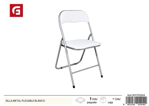 [201701004] Silla plegable metálica blanca - Decoración del hogar y muebles