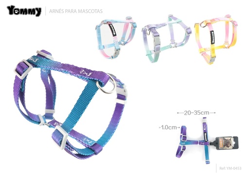 [YM0453] Arnés de cuatro esquinas colorido 1.0*20-35 cm - Accesorios para mascotas