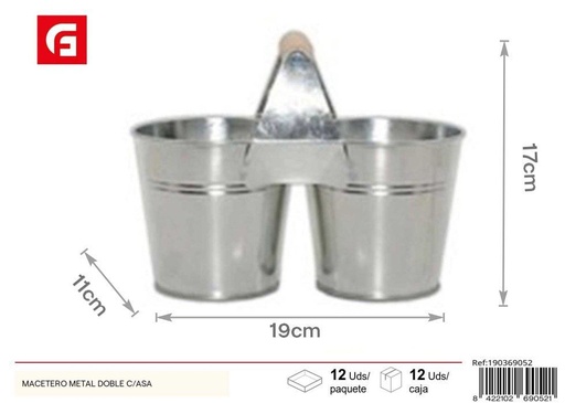 [190369052] Macetero de metal doble con asas - Jardín y macetas decorativas