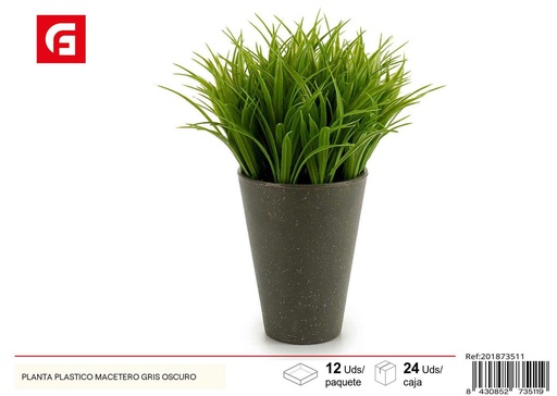 [201873511] Planta artificial en macetero gris oscuro - Plantas decorativas para el hogar