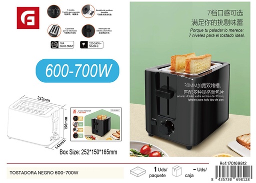 [170169812] Tostadora negra 600-700W - Equipos de cocina