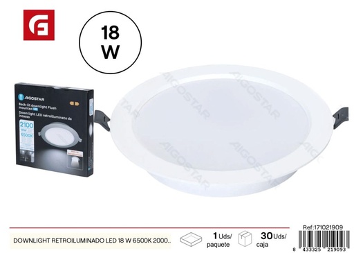 [171021909]  Downlight retroiluminado LED 18W 6500K 2000lm - Iluminación y plafones