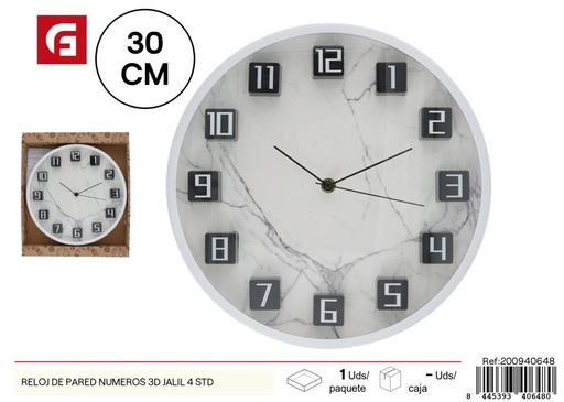 [200940648] Reloj de pared números 3D Jalil 4 STD - Decoración de pared