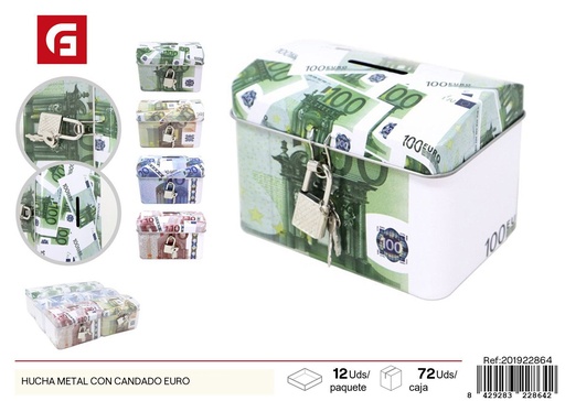 [201922864] Hucha metálica con candado euro - Decoración del hogar y ahorradores