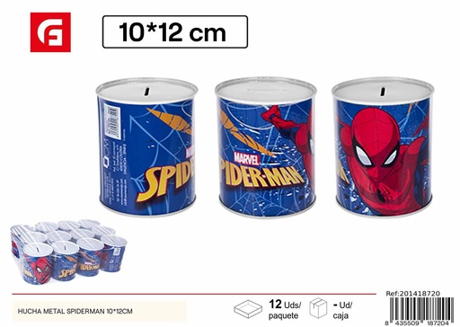 [201418720] Hucha de metal Spiderman 10*12 cm - Decoración infantil y ahorrativas