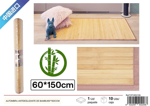 [9740226] Alfombra antideslizante de bambú 60x150 cm - Seguridad y decoración