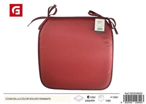[190314892] Cojín para silla color sólido granate - Textiles para el hogar