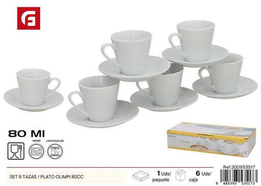 [200953517] Set de 6 tazas / plato Olimpi 80 cc - Tazas de café