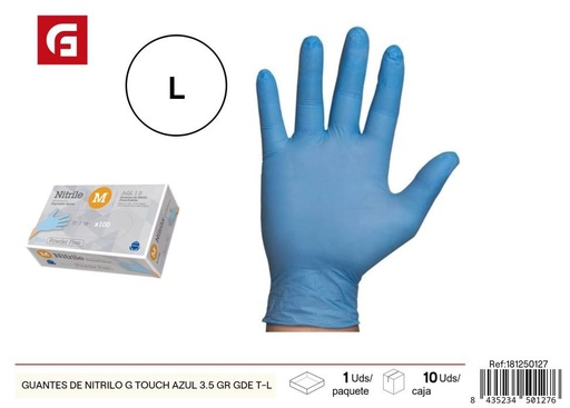 [181250127] Guantes de nitrilo G Touch azul de 3.5 gr Grande - Accesorios de limpieza y protección