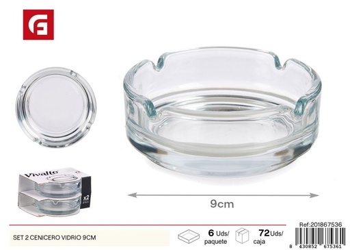 [201867536] Set de 2 ceniceros de vidrio 9cm - Artículos para fumadores y decoración