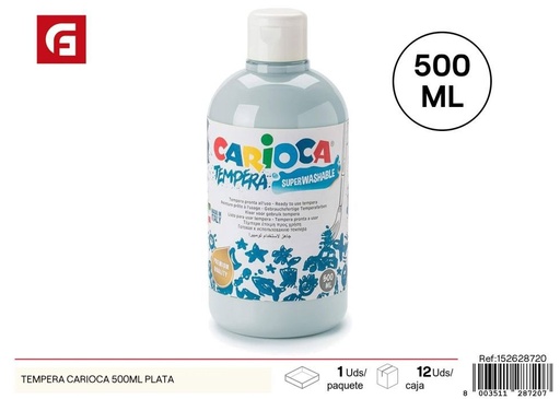 [152628720] Pintura acrílica tempera carioca 500 ml plata - Material escolar y artístico