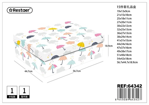 [64342] Caja de papel 15 piezas 56.7*44.7*18.9 cm - Embalaje y presentación de regalos