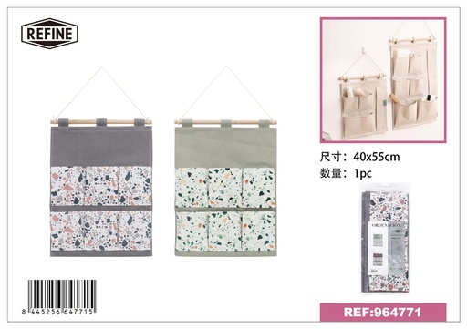 [964771] Organizador colgante de algodón y lino 6 bolsillos 40*55 cm - Almacenamiento para el hogar