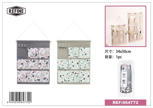 [964772] Organizador colgante de algodón y lino 7 bolsillos 34*50 cm - Almacenamiento para el hogar