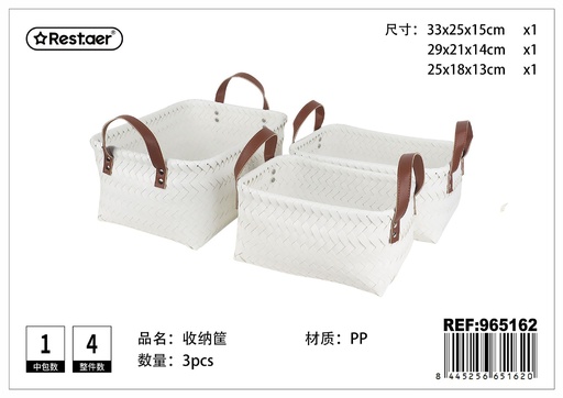 [965162] Cesta rectangular de tejido suave 3 piezas - Almacenamiento y organización