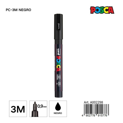 [A002298] Marcador POSCA negro 0.9MM - Artículos de papelería y manualidades