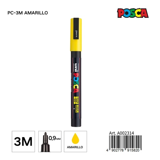[A002314] Marcador POSCA 0,9 mm color amarillo - Papelería y marcadores