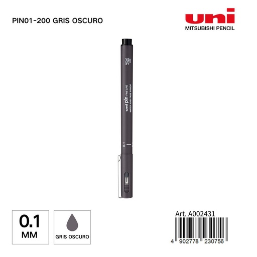 [A002431] Marcador UNI-PIN 0,1 mm color gris oscuro - Papelería y marcadores