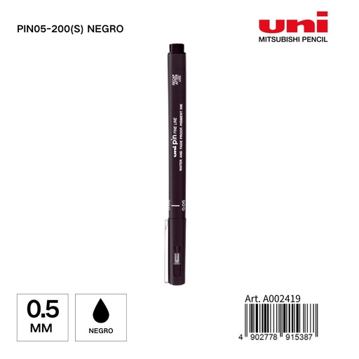 [A002419] Marcador UNI-PIN 0,5 mm color negro - Papelería y marcadores