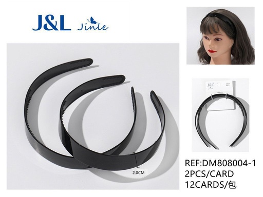 [8445801070135] Pack de 2 diademas 2.5cm negras 12/u DM808004-1 - Accesorios para el cabello