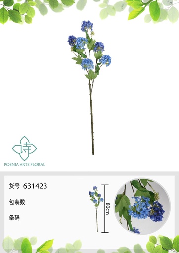 [631423-AZUL] Rama de flores pequeñas de 80 cm - Decoración floral