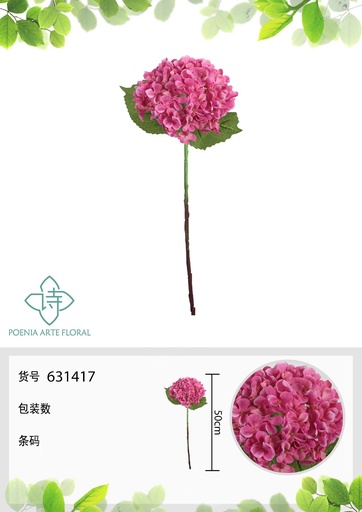[631417-FUSCIA] Arreglo floral artificial de 50 cm - bola de flores de tela - Novedades en decoraciones