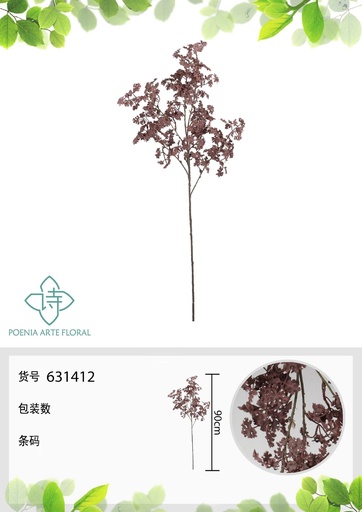 [631412-4粉] Rama decorativa de hoja Ficus japonesa artificial 90 cm - Decoración floral