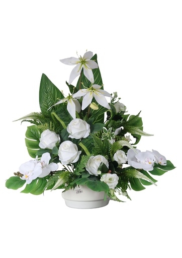 [5101091-B1白] Arreglo floral artificial estilo especial para tumbas - Decoración floral para tumbas