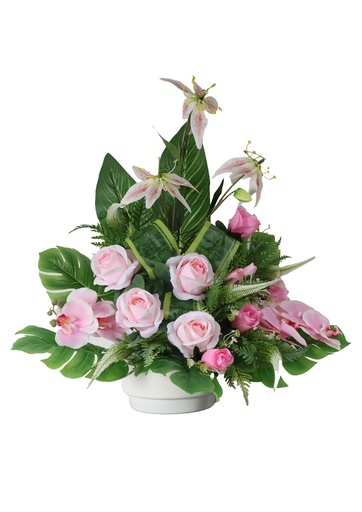 [5101091-B2粉] Arreglo floral artificial estilo especial para tumbas - Decoración floral para tumbas