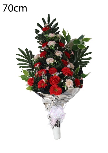 [5101081-A21红] Arreglo floral artificial en maceta grande - Decoración floral para tumbas