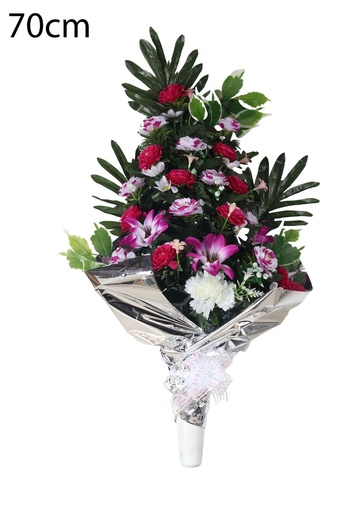 [5101081-A21紫] Arreglo floral artificial en maceta grande - Decoración floral para tumbas