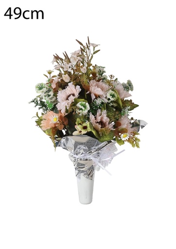 [5101081-Y26R] Arreglo floral artificial en maceta grande - Decoración floral para tumbas