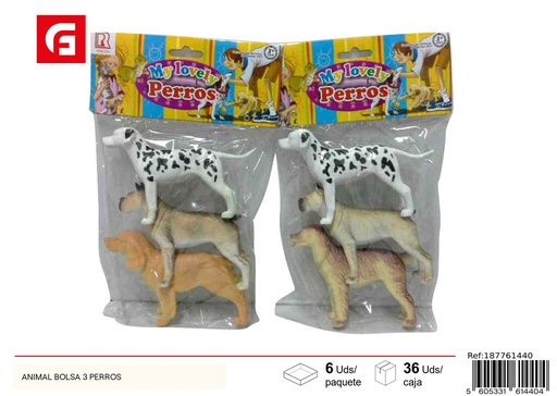 [187761440] Juguete perro 3 perros en bolsa - Juguetes de animales