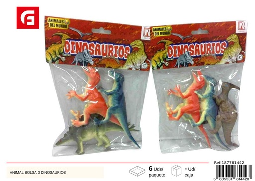 [187761442] Juguete dinosaurio 3 dinosaurios en bolsa - Juguetes de animales