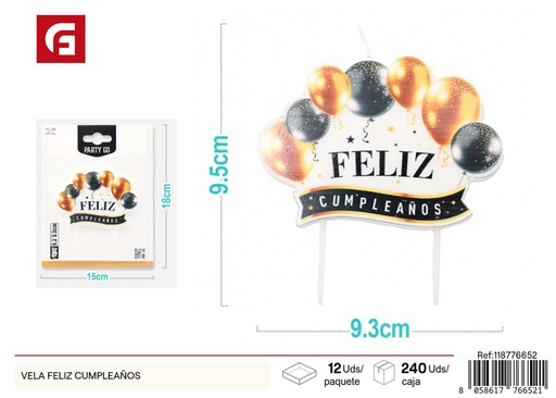 [118776652] Vela feliz cumpleaños con diseño de globos - Decoración de fiesta
