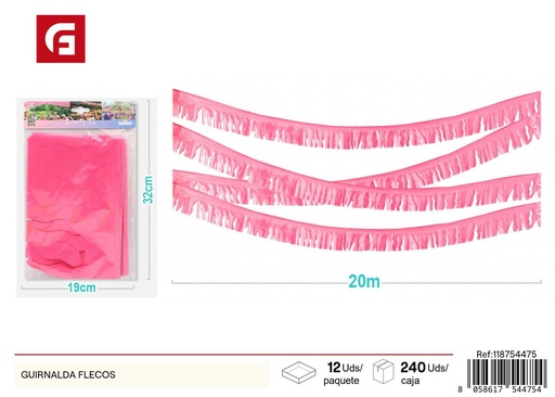 [118754475] Guirnalda de flecos color fucsia 20 m x 17 cm 1 pieza - Decoración de fiesta