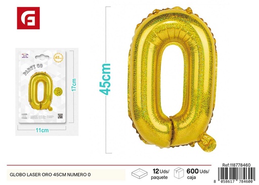 [118778460] Globo láser oro número 0 45 cm 18 pulgadas - Decoración de fiesta