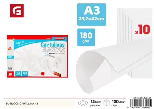 [154406602] Bloc de cartulina blanca A3 - Materiales de manualidades