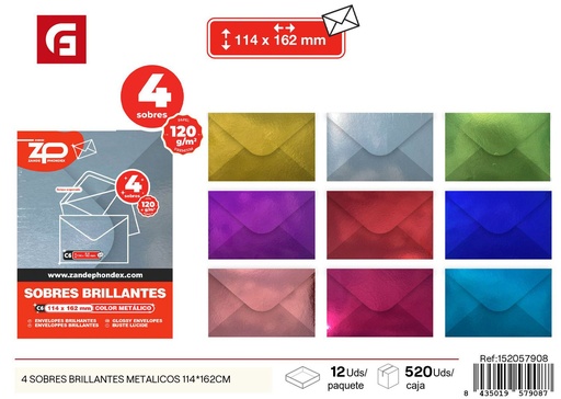 [152057908] 4 Sobres brillantes metálicos 114x162cm - Material de oficina y embalaje