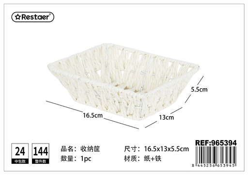 [965394] Cesta de almacenaje rectangular de cuerda de papel 17x13x5.5cm - Artículos del hogar y organización