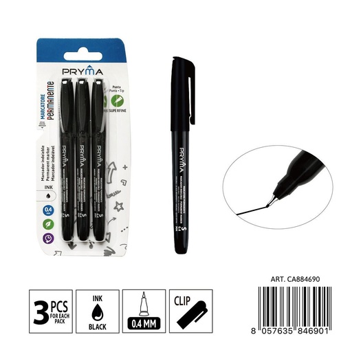 [0235642] Marcador para CD punta S 0.4 mm 3 piezas negro - Instrumentos de escritura y marcadores