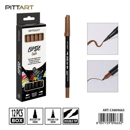 [0239820] Ratulado doble punta pincel 12 piezas 010 café - Material de pintura y dibujo