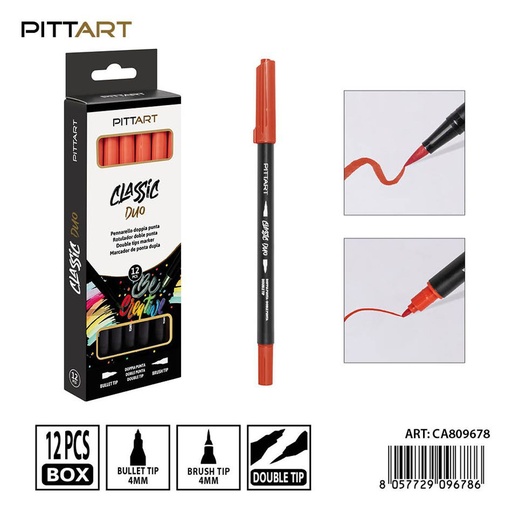 [0239826] Ratulado doble punta pincel 12 piezas 016 verde pino - Material de pintura y dibujo