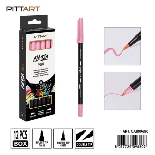 [0239828] Ratulado doble punta pincel 12 piezas 018 rosa - Material de pintura y dibujo
