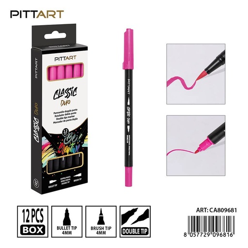 [0239829] Ratulado doble punta pincel 12 piezas 019 rojo - Material de pintura y dibujo