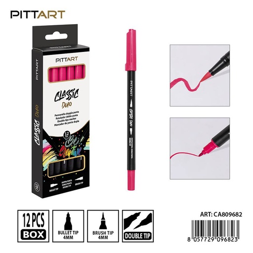 [0239830] Ratulado doble punta pincel 12 piezas 021 negro - Material de pintura y dibujo