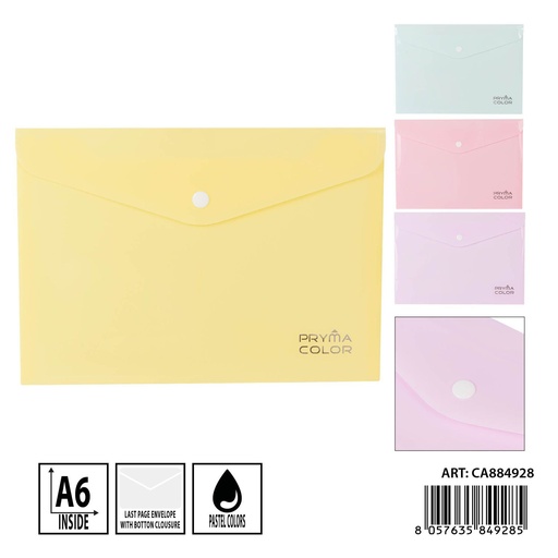 [0237745] Carpeta A6 con botón color pastel - Organizadores de documentos