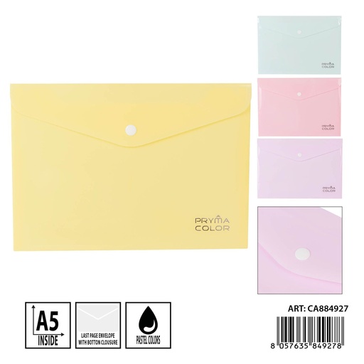 [0237744] Carpeta A5 con botón color pastel - Organizadores de documentos