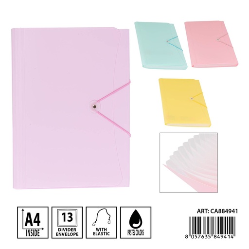 [0237762] Carpeta con 13 separadores A4 color pastel - Organizadores de documentos
